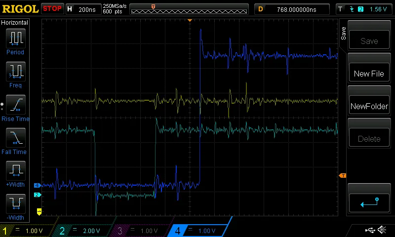 Scope trace of supply spikes