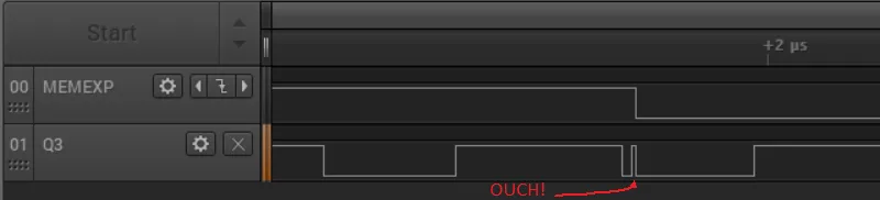Clock glitch on the logic analyzer
