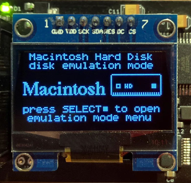Floppy Emu Macintosh hard disk mode screen