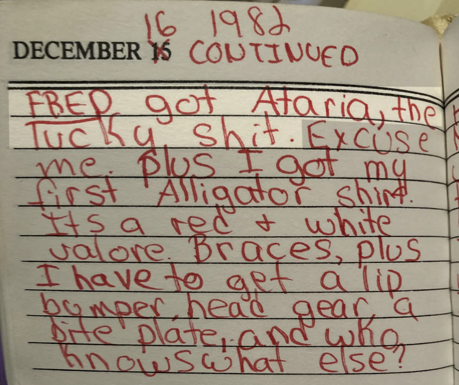 1982 diary entry about the Atari
