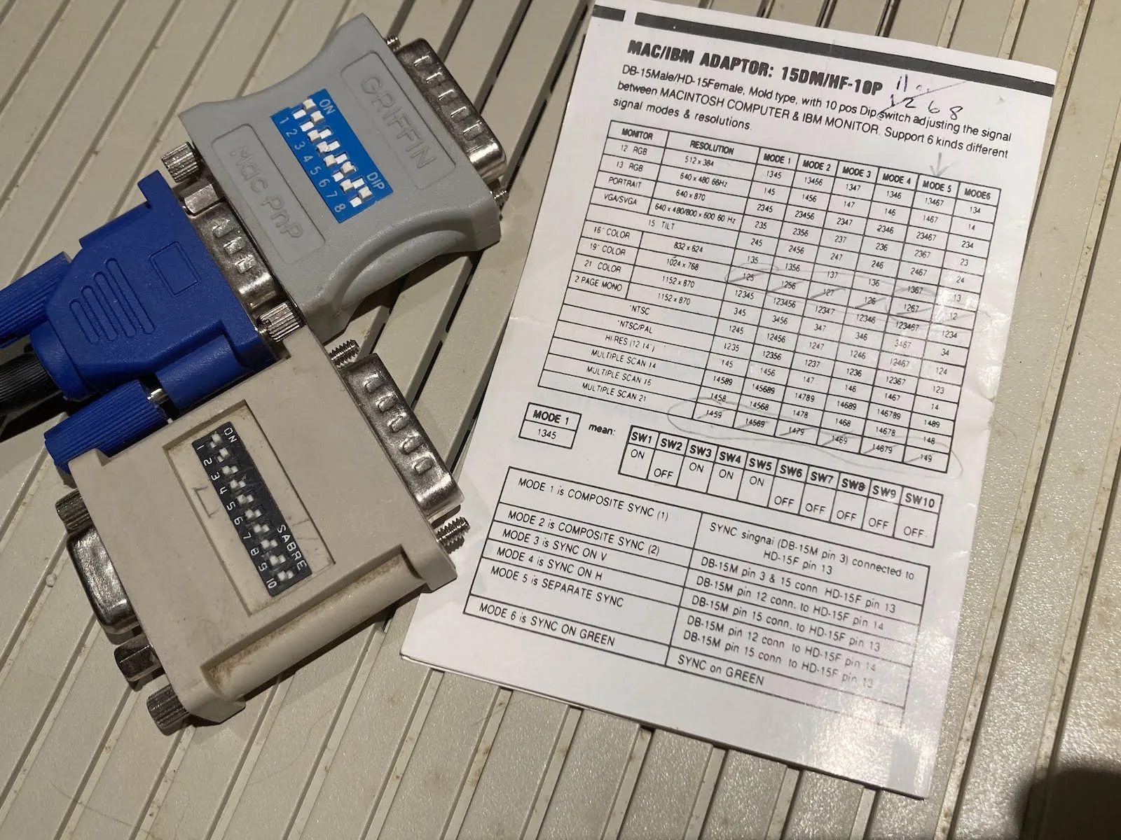 Mac-to-VGA adapters with DIP switches