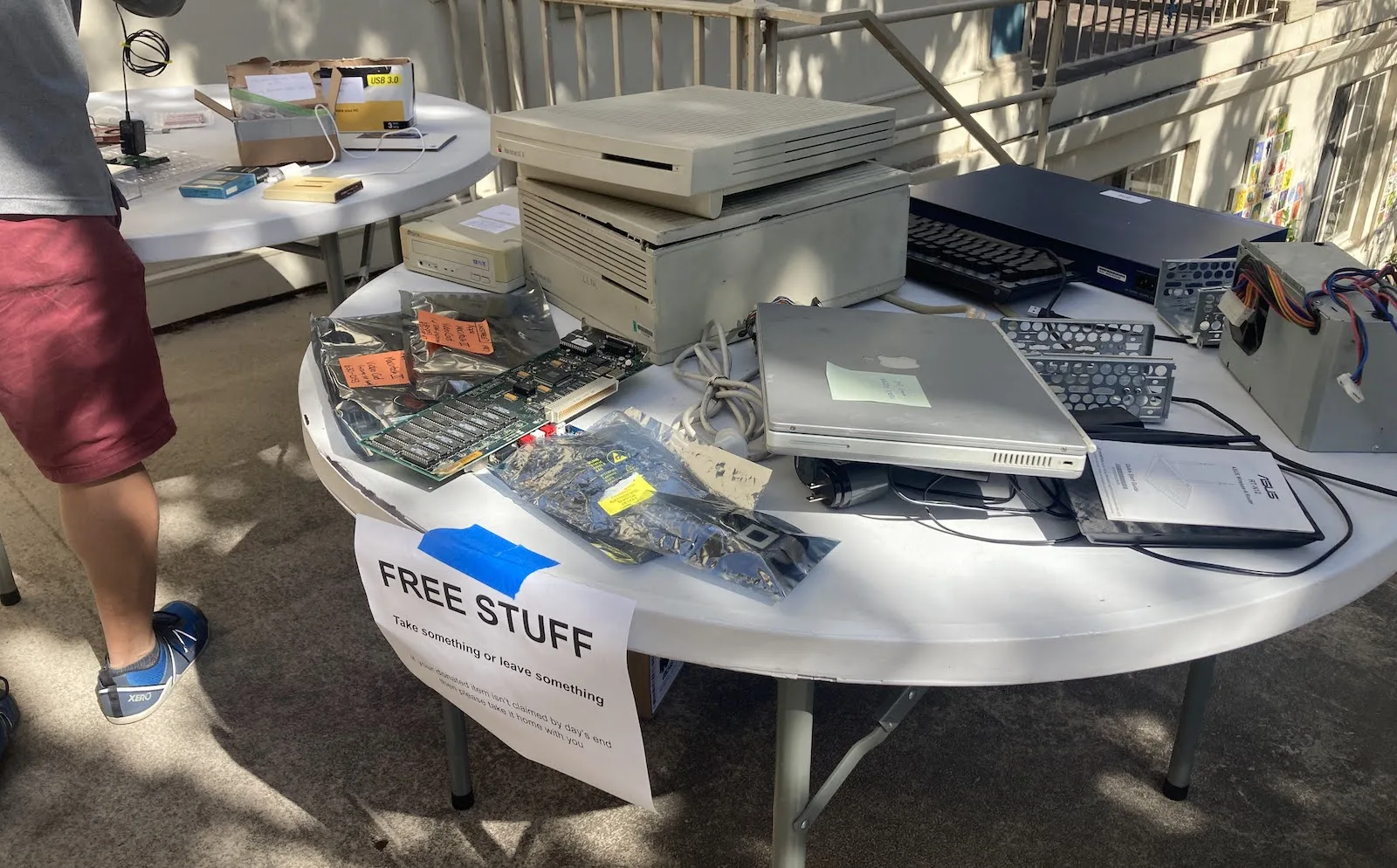 Free stuff table at the swap meet