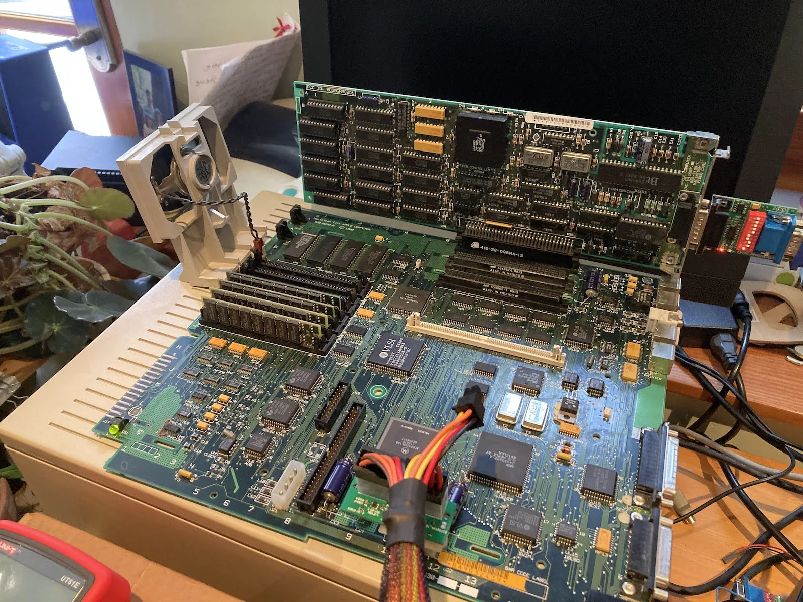 Mac IIci logic board on the bench