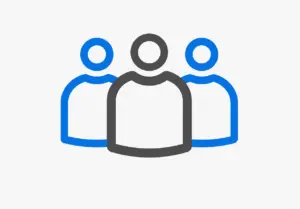 outline icon of a group of three people