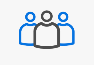 outline icon of a group of three people
